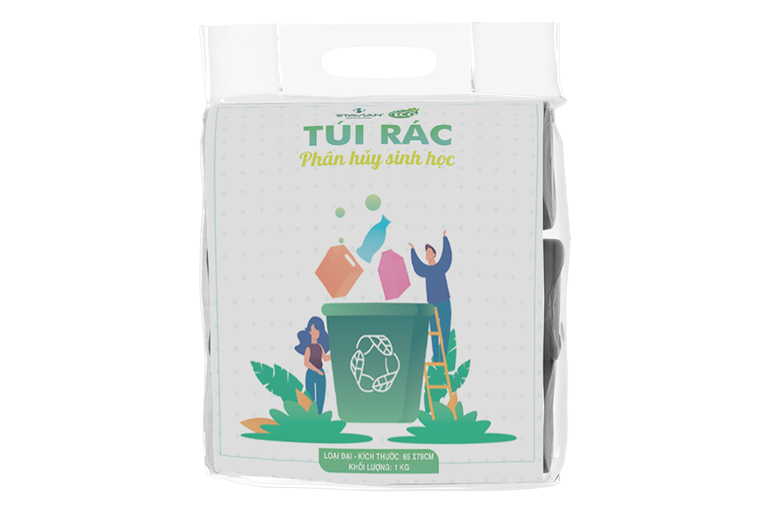 Túi rác THSH GREEN ECO 65x78cm (màu đen) (3 cuộn/1kg)